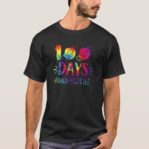 Tie Dye 100 Days Yall Face Mask Happy 100th Day O T_Shirt