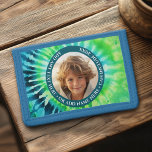 Tie Dye - 1 Photo - Custom Text - Green Blue Trifold Wallet<br><div class="desc">A single photo with a colorful background and border. Add a name and year to make a great keepsake.</div>