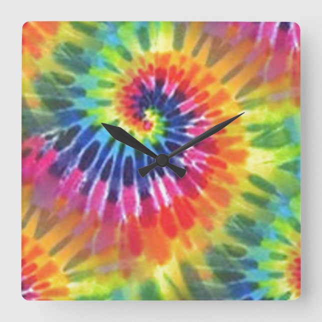 Tie Dye 2 Square Wall Clock (Front)