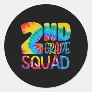Tie Dye 2nd Grade Squad Teacher Student First Day  Classic Round Sticker