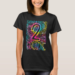 Tie Dye 2nd Grade Typography Team Second Grade Tea T-Shirt
