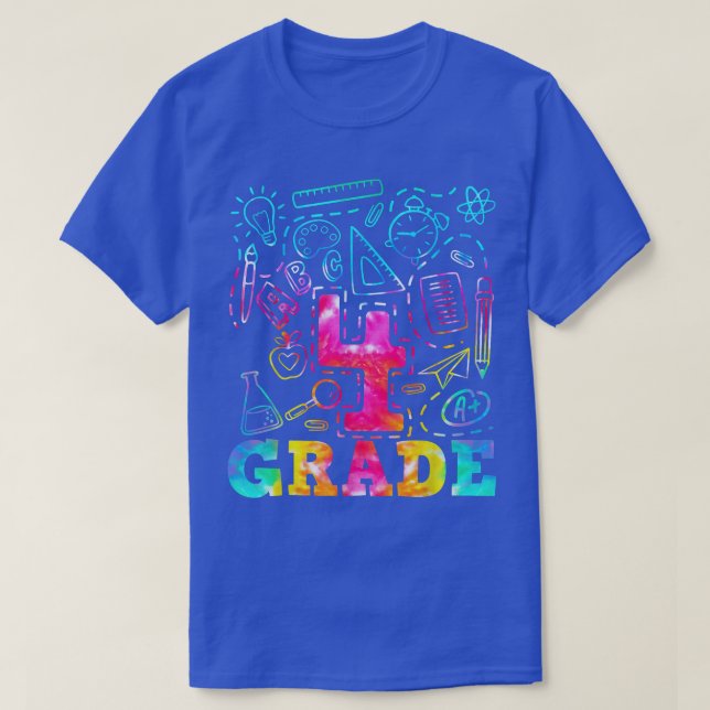 Tie Dye 4th Grade Typography Team 4th Grade Back T T-Shirt (Design Front)