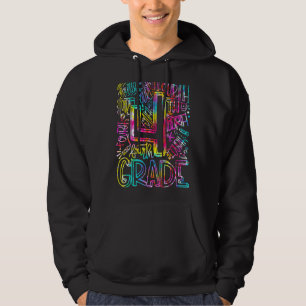 Tie Dye 4th Grade Typography Team Fourth Grade Tea Hoodie