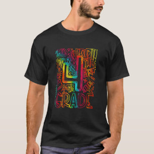 Tie Dye 4th Grade Typography Team Fourth Grade Tea T-Shirt