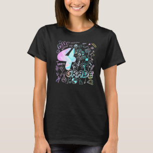 Tie Dye 4th Grade Typography Team Fourth Grade Tea T-Shirt