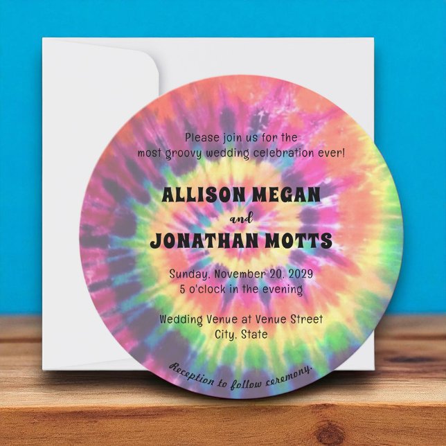 Tie Dye 60s 70s Retro Wedding Invitation (Creator Uploaded)