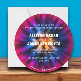 Tie Dye 60s 70s Retro Wedding Invitation