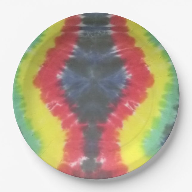 tie dye 9 inch paper plates rasta (Front)