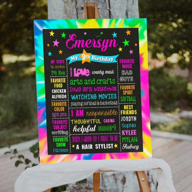 Tie Dye 9th 10th Birthday milestone sign 1073 (Creator Uploaded)