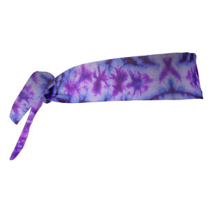 tie dye abstract in shades of blue and purple lapt tie headband