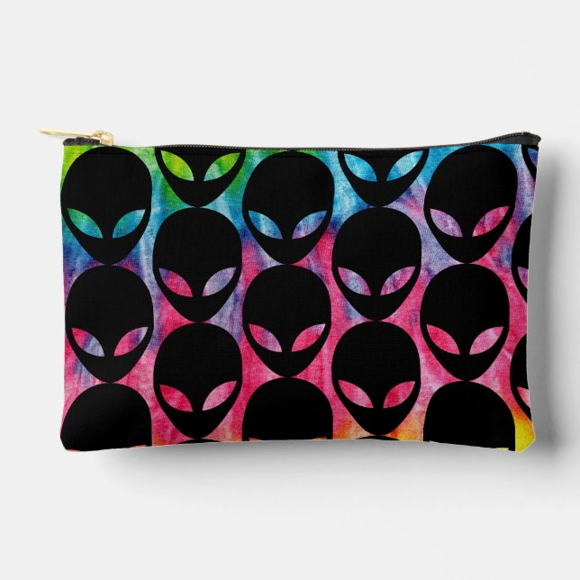 Tie Dye alien zip up cosmetic bag (Front)