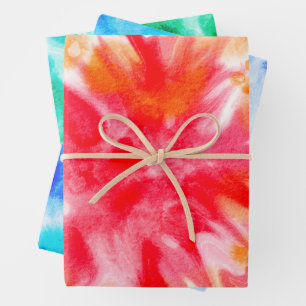 Tie Dye All Occasion Three Different Colors  Wrapping Paper Sheets