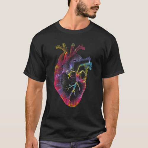 Tie Dye Anatomical Heart Valentines Day Anatomy Lo T_Shirt