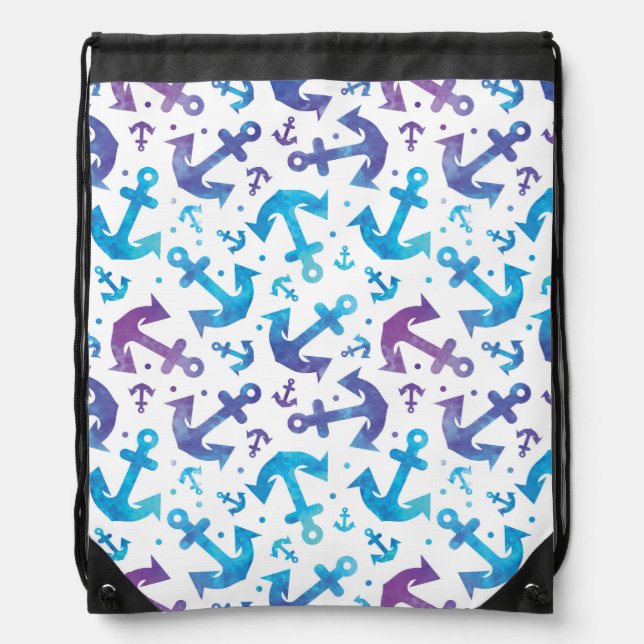 Tie Dye Anchor Pattern 2 Drawstring Bag (Front)