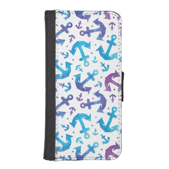Tie Dye Anchor Pattern 2 iPhone Wallet Case (Front)