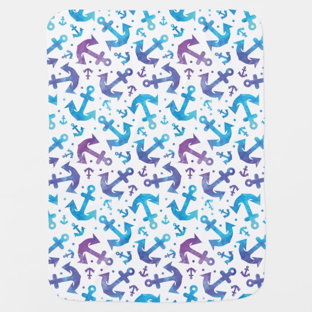 Tie Dye Anchor Pattern 2 Receiving Blanket (Front)