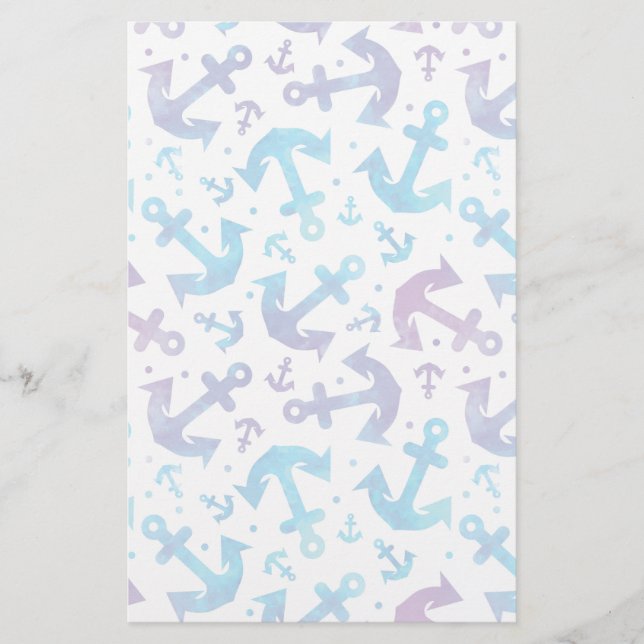 Tie Dye Anchor Pattern 2 Stationery (Front)