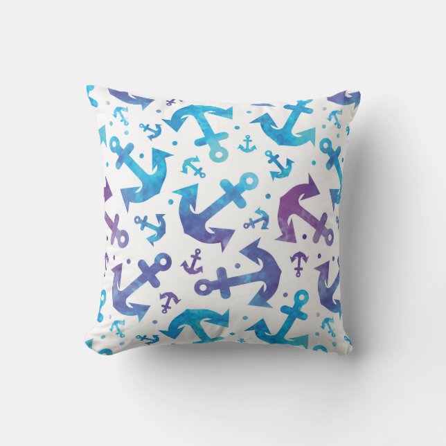 Tie Dye Anchor Pattern 2 Throw Pillow (Front)