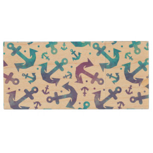Tie Dye Anchor Pattern 2 Wood Flash Drive
