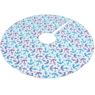 Tie Dye Anchor Pattern Brushed Polyester Tree Skirt