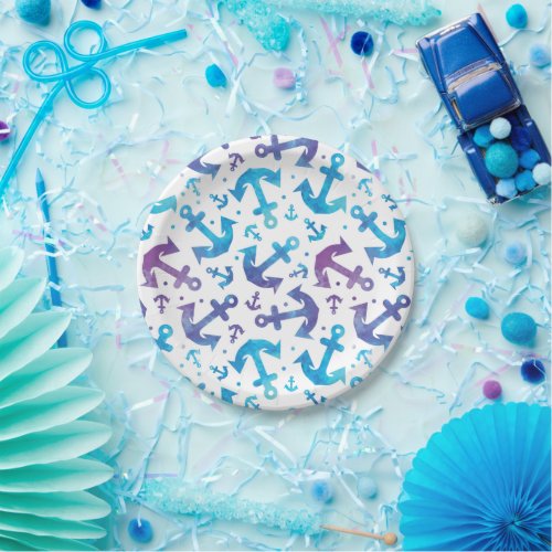 Tie Dye Anchor Pattern Paper Plates