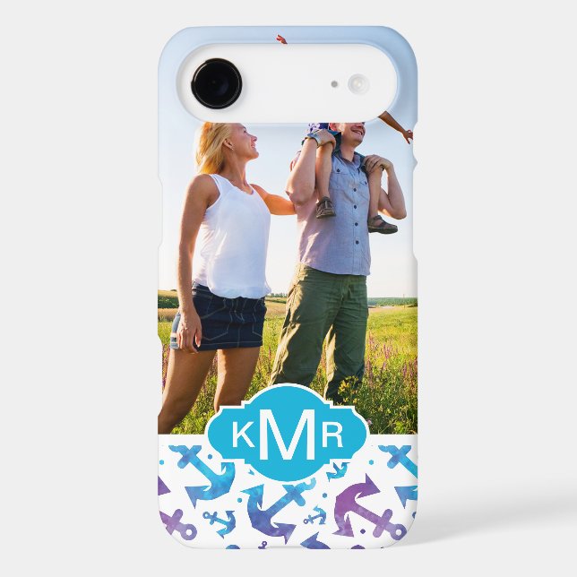 Tie Dye Anchor Pattern | Your Photo & Monogram Case-Mate iPhone Case (Back)