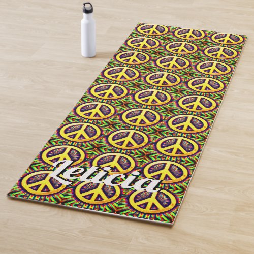 Tie Dye and Peace Signs Yoga Mat