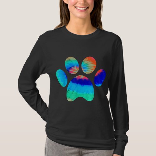 Tie Dye Animal Cat Dog Paw Print Pet Lover Gift T_Shirt