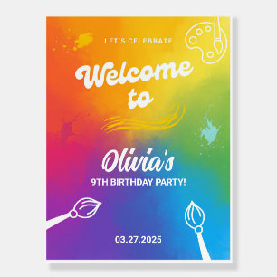 Tie Dye Arts and Crafts Painting Party Welcome Sig Foam Board