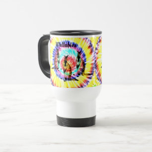 Tie Dye Australian Wallabies, Travel Mug