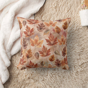 Tie Dye Autumn Leaves Throw Pillow