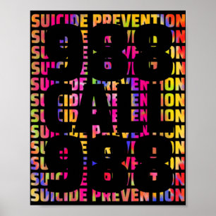 Tie Dye Awareness Suicide Prevention 988 Mental He Poster