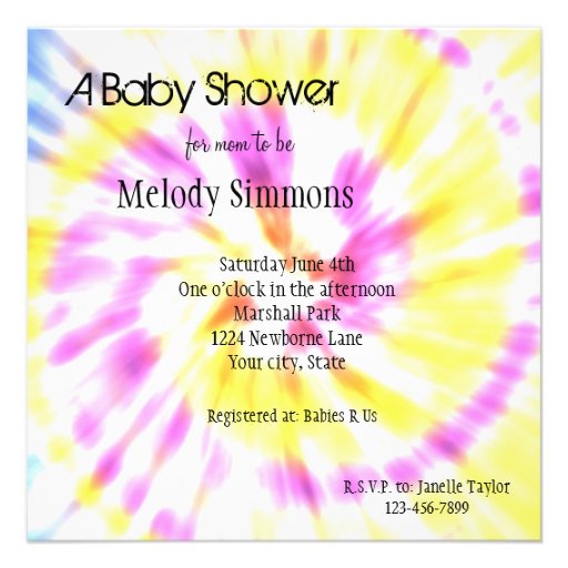 Tie Dye Baby Shower Invitations 2