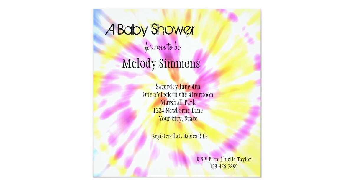 Tie Dye Baby Shower Invitations 3