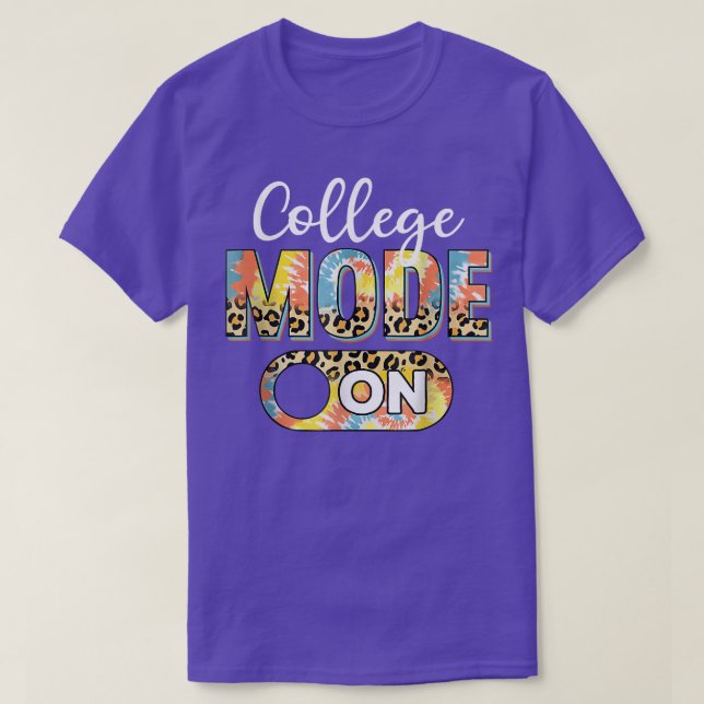 Tie Dye Back To School College Mode On Leopard  T-Shirt (Design Front)