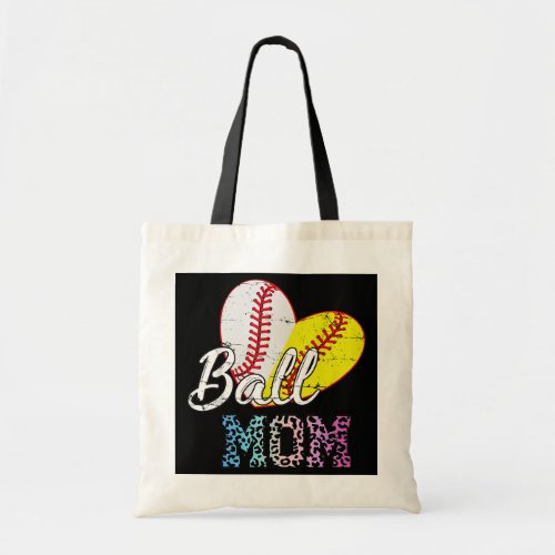 Tie Dye Ball Mom Softball Baseball Leopard Tote Bag