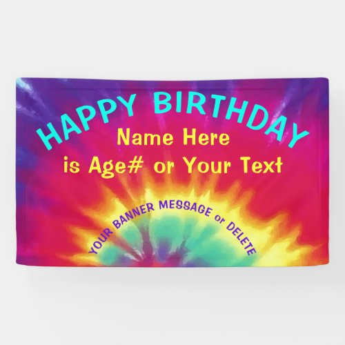 Tie Dye Banner Personalized for Birthday Banner