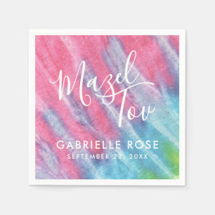 Tie Dye Bat Mitzvah Pink Mazel Tov Custom Napkins