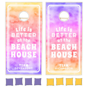 Tie Dye Beach House Groovy Cornhole Set