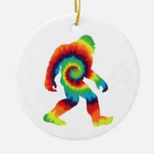 Tie Dye Bigfoot Ceramic Ornament