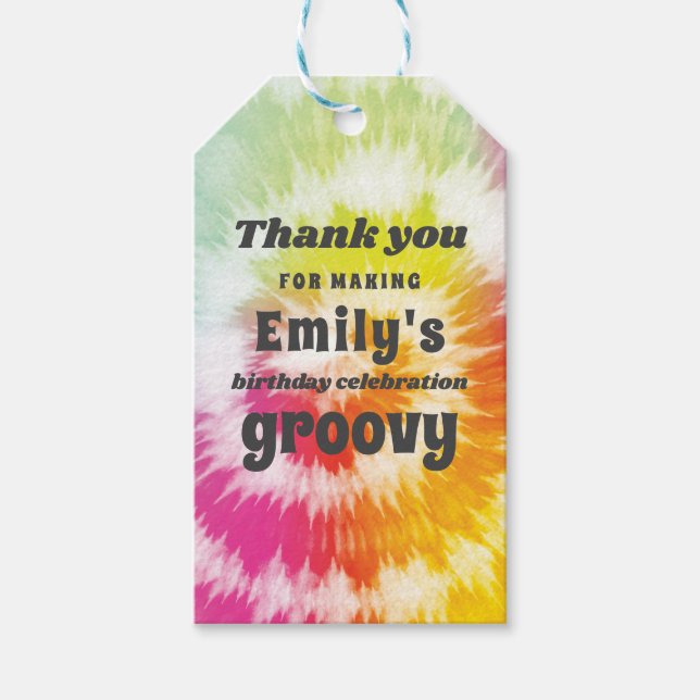 Tie-Dye Birthday Favor Tag (Front)