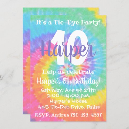 Tie Dye Birthday Invitation Tie Dye Invitation