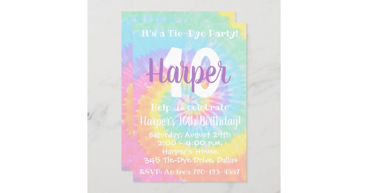 Tie Dye Birthday Invitation Tie Dye Invitation | Zazzle