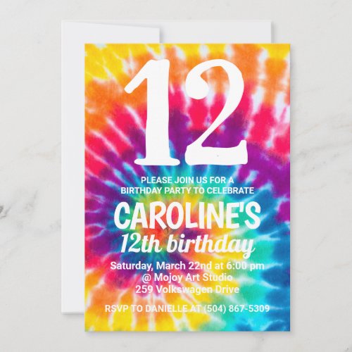 Tie Dye Birthday Invite
