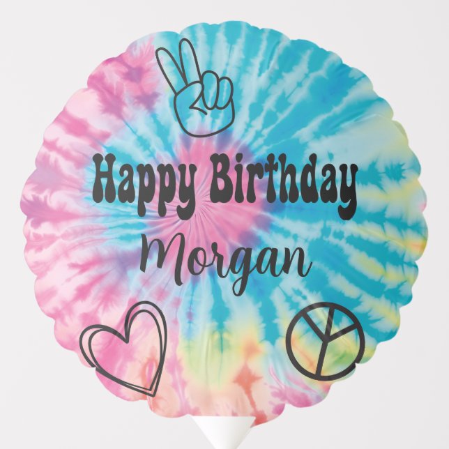 Tie Dye Birthday Party Balloon (Front)