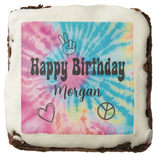 Tie Dye Birthday Party Brownie