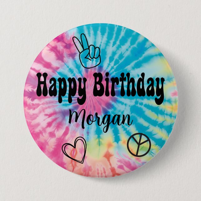 Tie Dye Birthday Party Button (Front)
