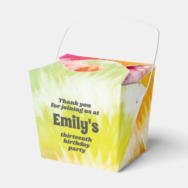 Tie-Dye Birthday Party  Favor Boxes (Front Side)