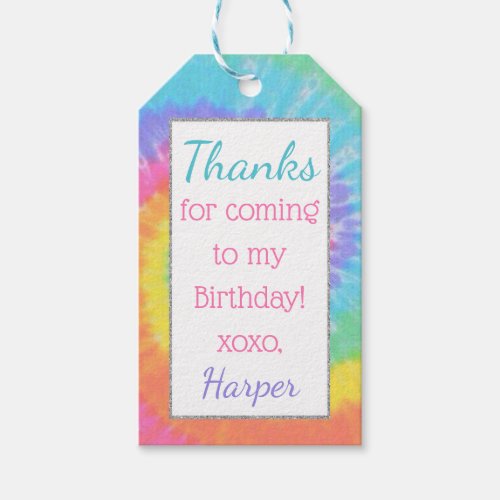 Tie Dye Birthday Party Favor Tags