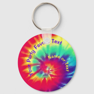Tie Dye Birthday Party Favors PERSONALIZE Keychain